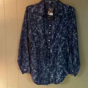 Ladies Fashion Drawstring Denim Shirt